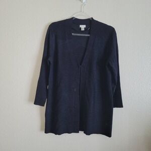 Spense Black Knit Open Front 3/4 Sleeve Cardigan Sweater Womens XL